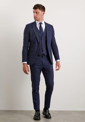 skinny fit navy marl suit for best man from Burton