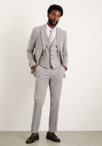 slim fit light grey essential suit for best man from Burton