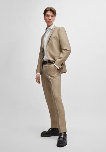 extra-slim-fit beige suit for best man in linen-blend