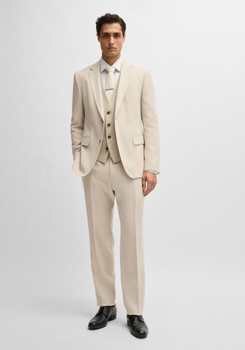 Three-piece slim-fit suit for best man in light beige from Hugo Boss