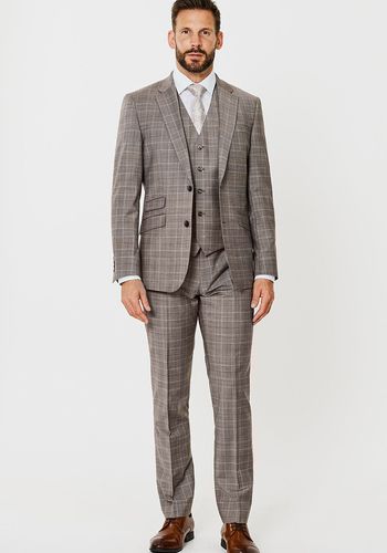 tailored fit beige check three piece suit for best man from Herbie Frogg