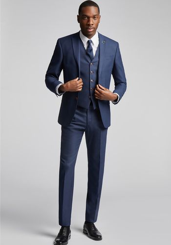 slim fit navy texture 3-piece suit for best man from suits direct