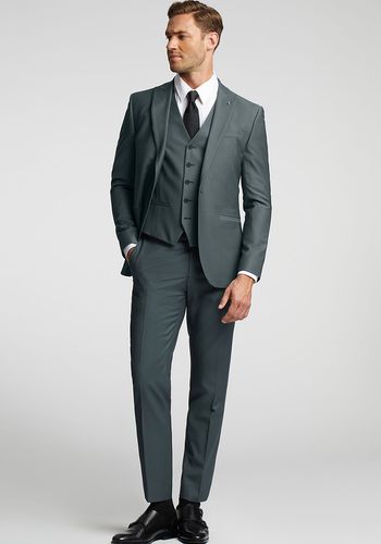 slim fit green plain three piece suit for best man from Ted Baker