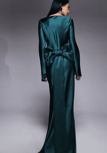 sachin and babi light blue dress Cozy Winter Emerald Green & Fur Wedding || Laura + Jim main image 0