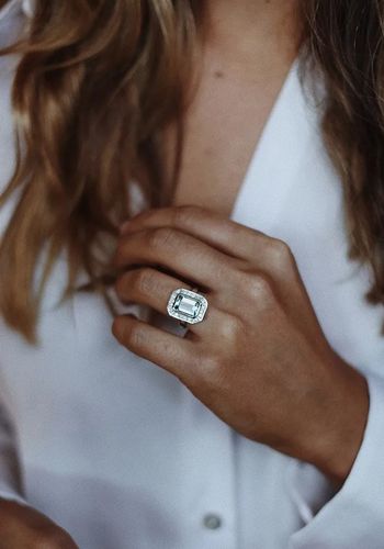 Aquamarine Diamond Halo Ring