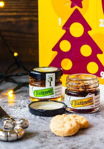 cheese advent calendar, including mini chutney jars