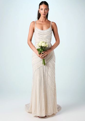 strapless open back dress Wedtrend Women Ivory Wedding Dress A-Line V-Neck Long Sleeves Chiffon Bridal  Dress With Slit  WEDTREND
