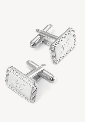 sterling silver plated engraved edge rectangular cufflinks can be engraved with up to four personalised initials.