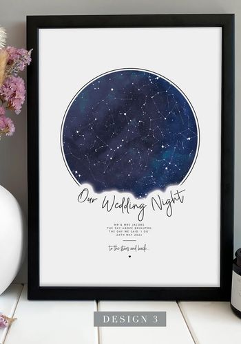 personalised star map gift, including wedding day, night we met, anniversary, etc as unusual christmas gift idea