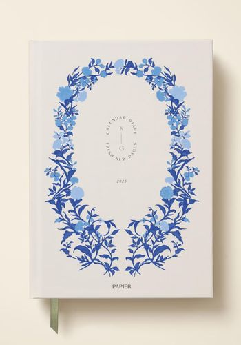 hardback 2025 weekly diary in something blue design for wedding planning as engagement gift idea