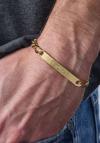 personalised gold bracelet for men