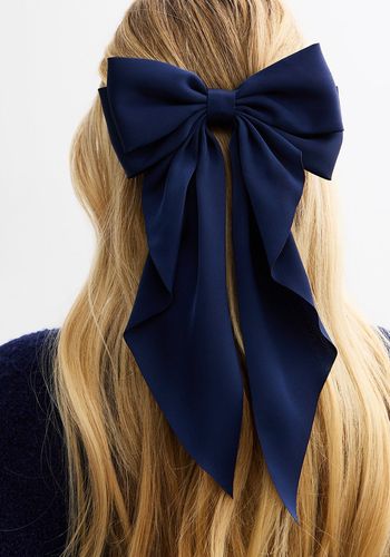  large navy satin hair clip