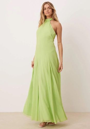 green emerald velvet dress V Neck Ankle Length Short Sleeves Green Wedding Guest Dress, Green / L
