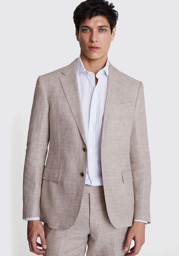 buggy-lined lounge suit for weddings in oatmeal tone, with a regular fit in 100% lightweight linen