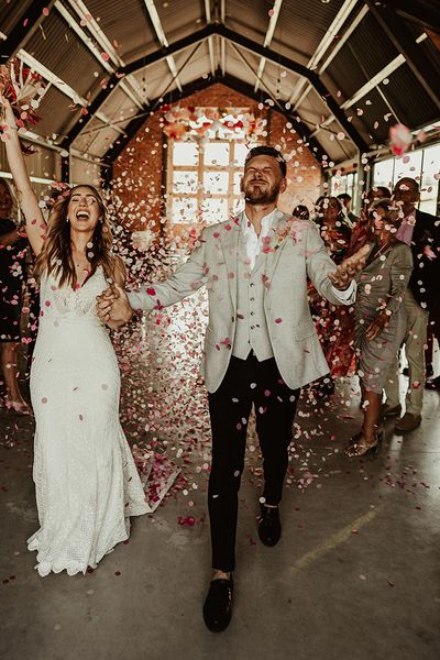 The Giraffe Shed wedding with confetti exit