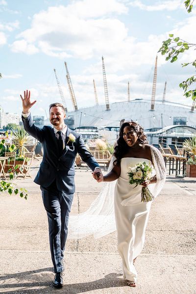 JESUS PEIRO tulle wedding cape at Trinity buoy wharf wedding