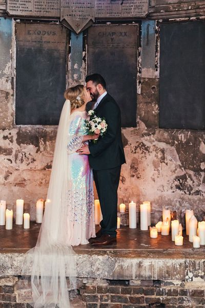 Iridescent wedding dress