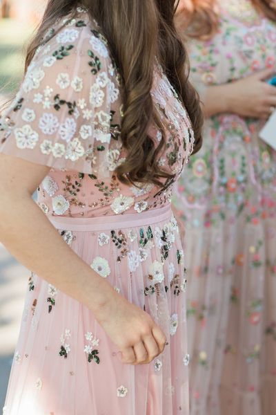 pink embellished bridesmaid dresses