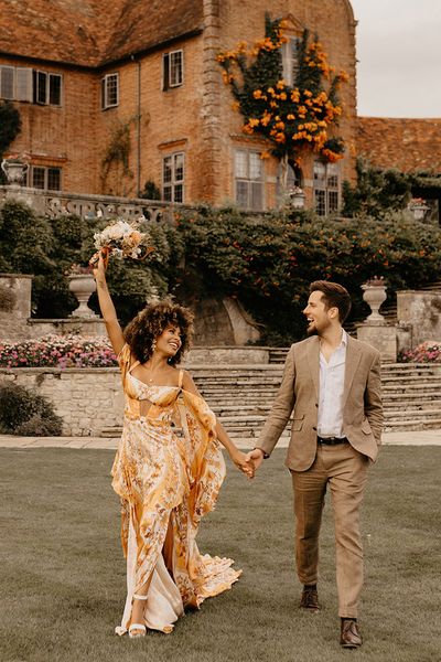 Safari wedding at Port Lympne wedding with colourful wedding dress