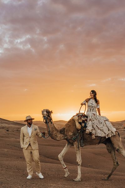 Marrakech desert elopment wedding with camel rides
