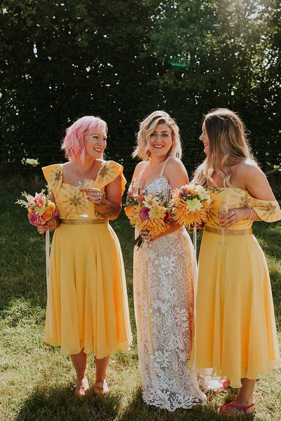 canary yellow bridesmaid dresses hayley savage photography