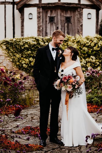 The Barn at Alswick wedding with bride and groom