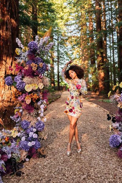 Two Woods Estate jewel colour wedding inspiration with column flowers, floral wedding dresses & coloured suits by Kirsty MacKenzie Photography