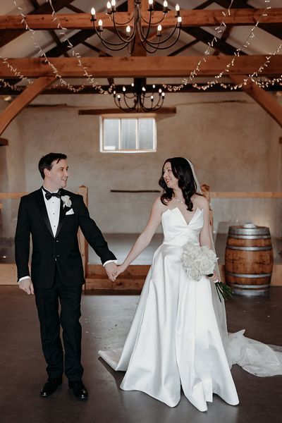 bride and groom at upton barn wedding venue