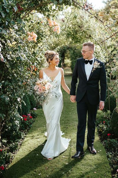 Elms Barn wedding with rustic luxe styling.