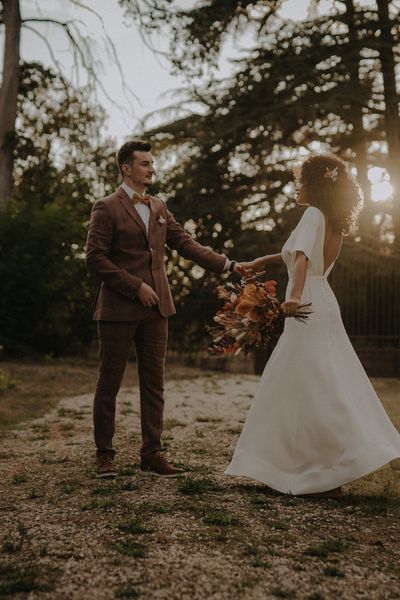 Brown wedding suit