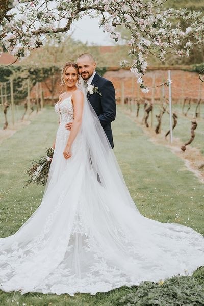 Stanlake Park wedding with a cute couple portrait of the bride and groom.