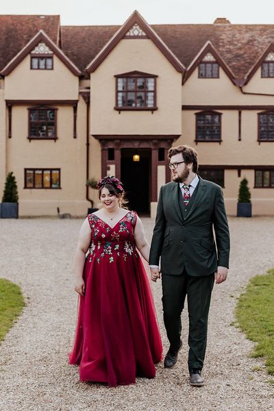 Red wedding dress for Ufton Court wedding