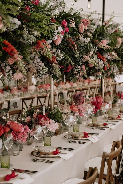 Pink wedding flower arrangements for luxury wedding.