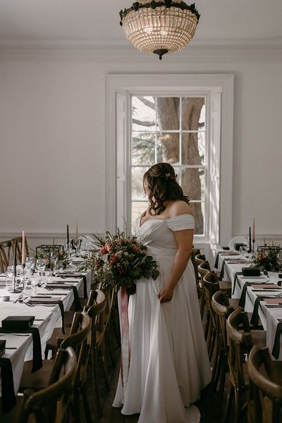 Aswarby Rectory wedding venue with the bride in a Madi Lane wedding dress