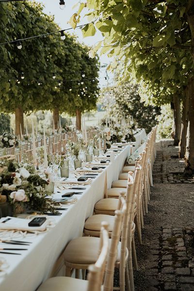 Tuscan inspired wedding decor at Kelmarsh Hall and Gardens outdoor wedding