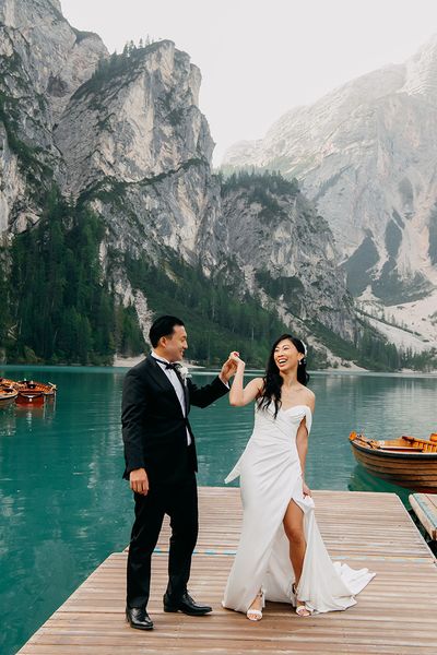 The Dolomites in Italy wedding with lakeside ceremony