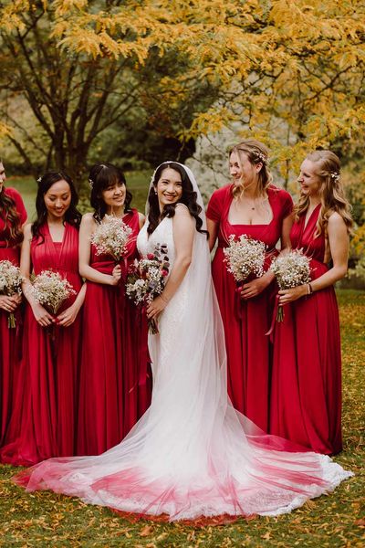 red lace wedding dress