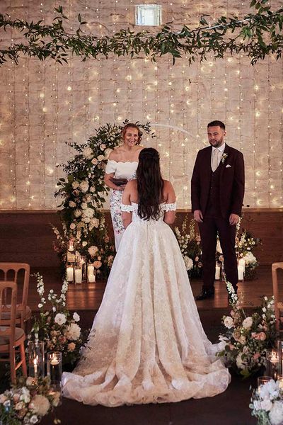 East Riddlesden Hall rustic Italian inspired wedding inspiration with greenery, lights and candles by Jennifer Thoburn Photography