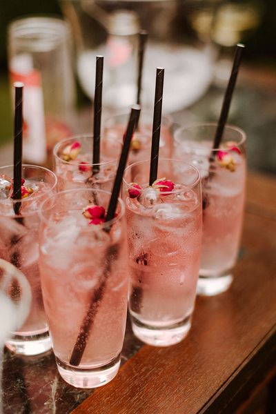 Pink wedding mocktails