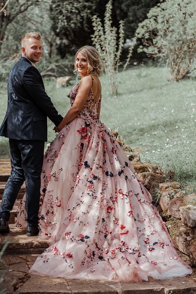 Floral Applique Wedding Dress