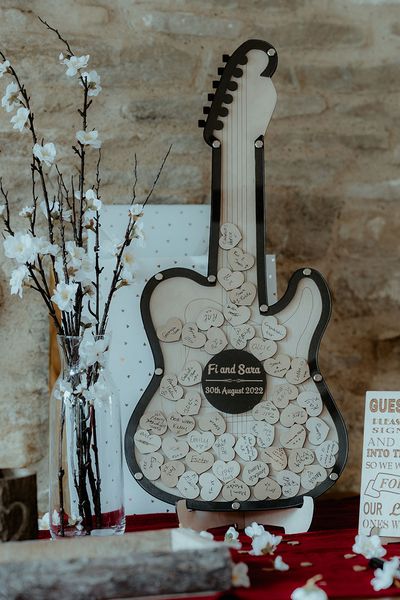 Guitar wedding guest book for gay wedding.