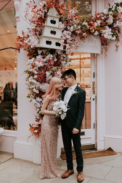 Pink Sequin Wedding Dress