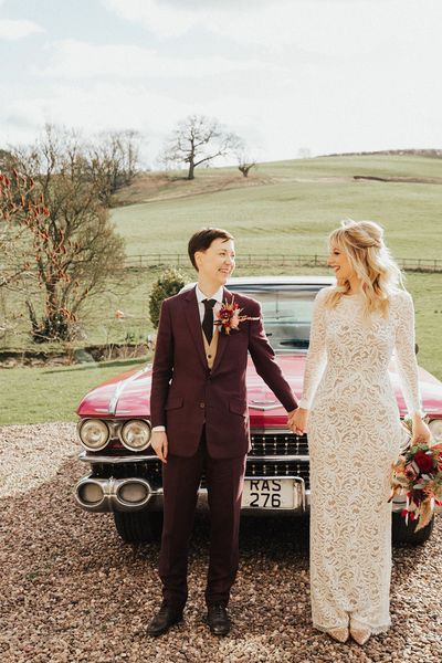 Bride and her partner for gender neutral wedding at Lyde Court.