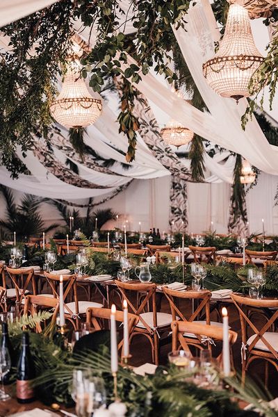 Greenery theme wedding marquee at Iscoyd Park