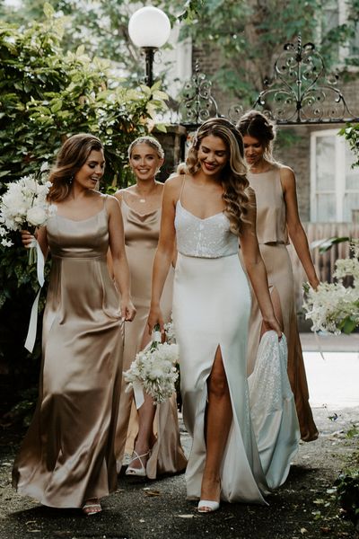 Which city wedding inspiration with Constellation wedding dresses and bridesmaid dresses 