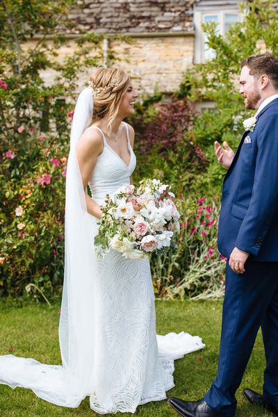 Caswell House wedding with pink bridesmaid dresses and summer flowers 