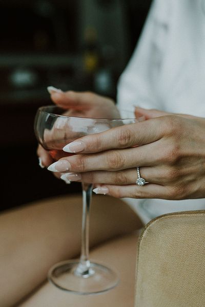 French tip engagement nails with pearls