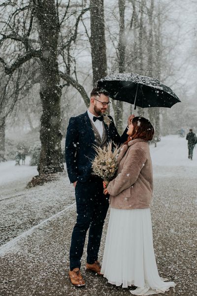 Bride and groom have a winter wedding!