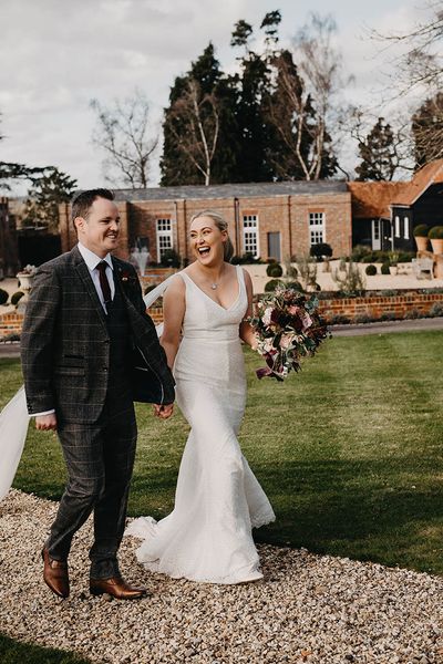 Karen Willis Holmes wedding dress worn by bride for spring wedding at Wasing Park.