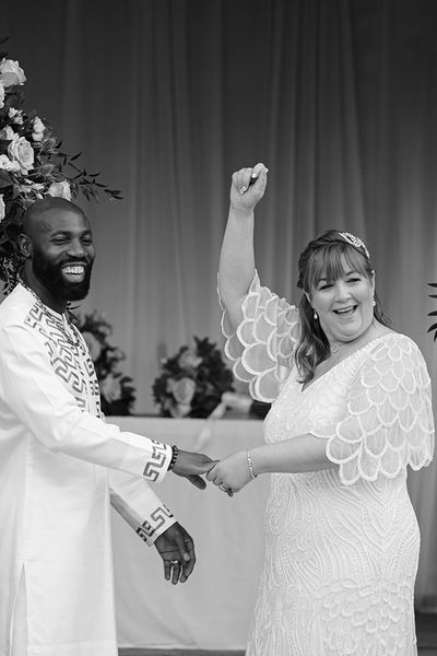 bride and groom at their wedding vow renewal